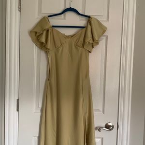 Light Green flutter sleeve MIDI dress